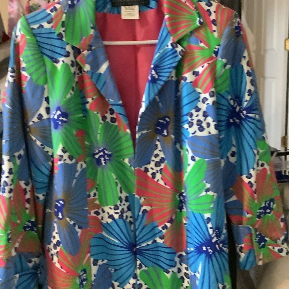 Harve Bernard Multicolor Floral blazer, open front, 8